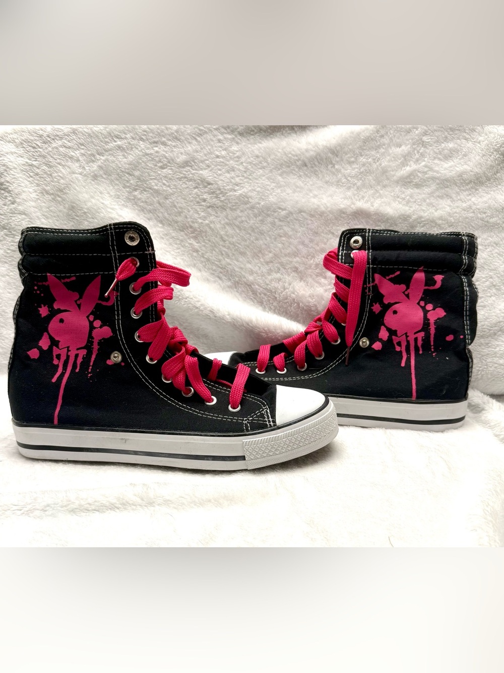 Vintage Y2K Playboy Bunny High Top Sneakers Black Pink